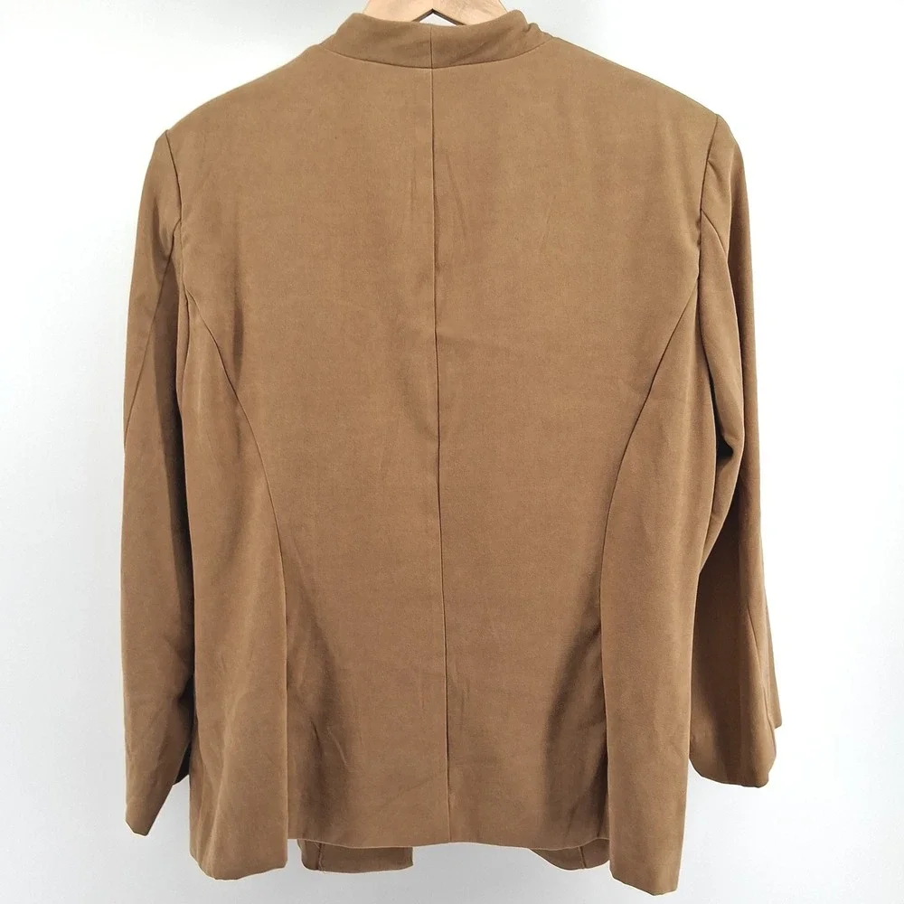 Studio I Womens 14W Faux Suede Open Front Jacket‎ Embroidered Western Boho Fall